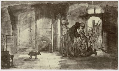 Rembrandt, Tobiat błogosławi Tobiasza autorstwa Philip Henry Delamotte