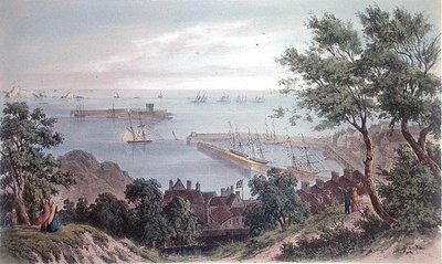 Royal Squadron at Anchor, 2 września 1846, z wizyty królowej Wiktorii w Jersey, grawerowane przez H. Waltera autorstwa Philip John (after) Ouless