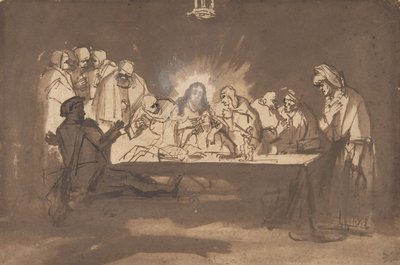 Ostatnia Wieczerza, koniec lat pięćdziesiątych XVII wieku. autorstwa Philip Koninck