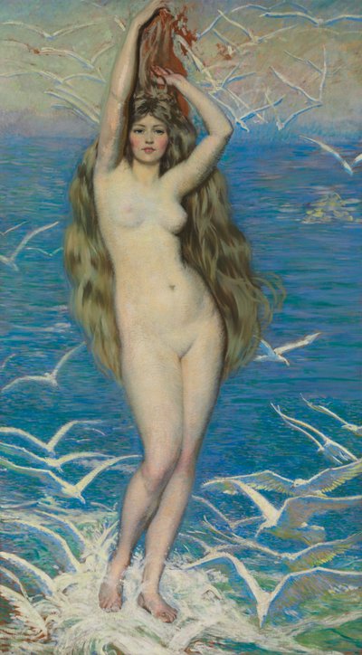 Dziewczyna z mewami, ok. 1920 autorstwa Philip Leslie Hale