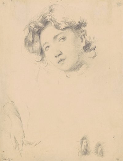Studium na głowę dziewczyny, ok. 1900 (grafit na papierze tkanym) autorstwa Philip Leslie Hale