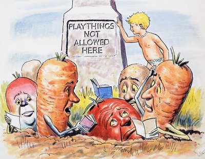 Antropomorficzne warzywa, ilustracja z "The Water Babies" Charlesa Kingsleya (gwasz na papierze) autorstwa Philip Mendoza