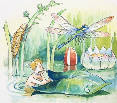 Ważka, ilustracja z książki "The Water Babies" autorstwa Charlesa Kingsleya autorstwa Philip Mendoza