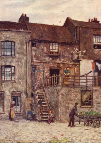 Stare domy, wewnętrzny dziedziniec White Hart Inn, Southwark, 1884 autorstwa Philip Norman