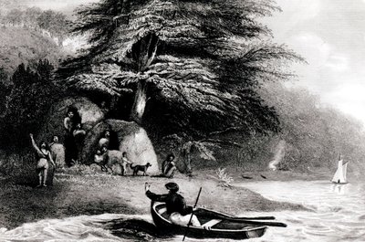 Fuegian Wigwamy w Hope Harbourin Magdalen Channel, grawerowane przez S. Bulla, 1838 autorstwa Philip Parker King