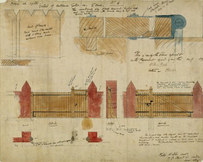 Plany i elewacje dla The Red House, Bexley Heath, 1859 (pióro i atrament i toaleta na papierze) autorstwa Philip Webb