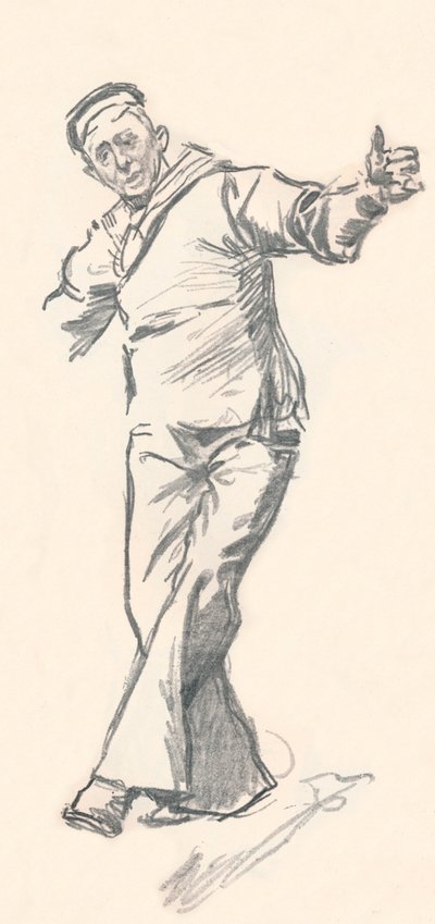 Szkic ołówkiem ołówkiem, Phil May, ok. XIX w. 1903-1904 autorstwa Philip William May