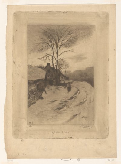 Gospodarstwa wzdłuż drogi z gołymi drzewami Hiver (tytuł oryginalny) autorstwa Philip Zilcken (signed by artist)