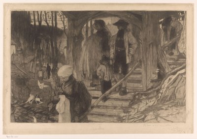 Rolnicy schodzą po schodach Baptême à Fribourg (tytuł oryginalny) autorstwa Philip Zilcken (signed by artist)