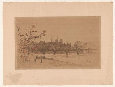 Widok na Paryż przez most Pont des Arts Le Pont des Arts (tytuł na obiekcie) autorstwa Philip Zilcken (signed by artist)