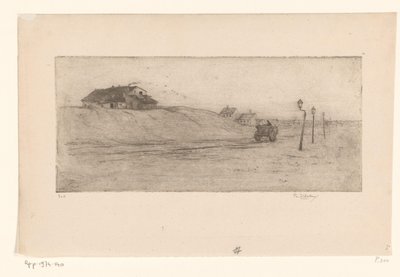 Krajobraz z domami, latarniami i wozem Banlieue de Bruxelles (tytuł oryginalny) autorstwa Philip Zilcken (signed by artist)