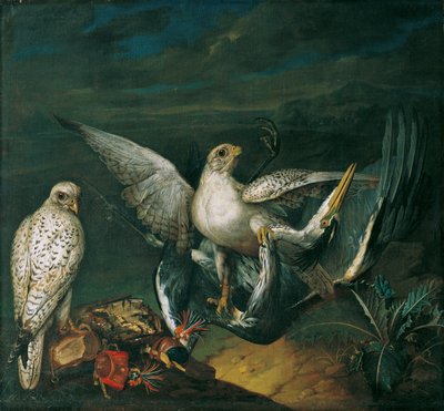Białe jastrzębie z czaplą autorstwa Philipp Ferdinand de Hamilton