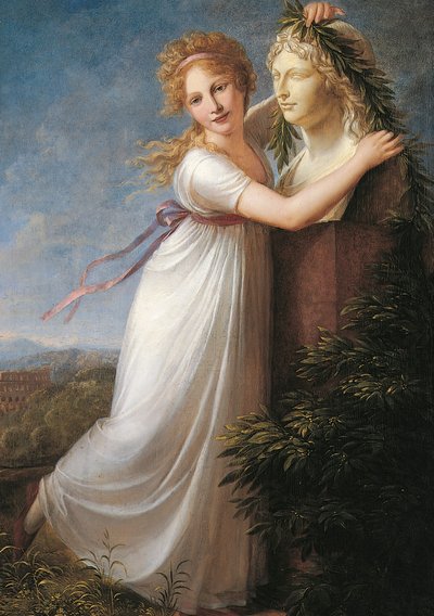 Ida wplatająca girlandę w popiersie matki autorstwa Philipp Friedrich von Hetsch