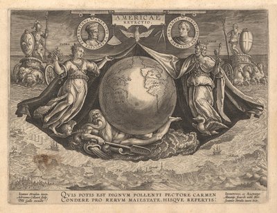 Ameryka Revetio Cover, 1591 autorstwa Philipp Galle