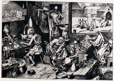 Alchemik, 1558 autorstwa Philipp Galle