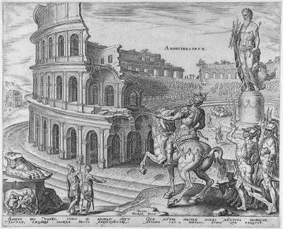 Koloseum w Rzymie z serii Ósme cuda świata według Maartena van Heemskercka, 1572 autorstwa Philipp Galle