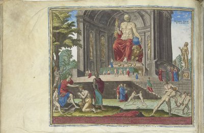 Posąg Jowisza w Olimpii z serii Ósme cuda świata, 1572 autorstwa Philipp Galle