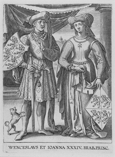 Wacław I, książę luksemburski i Joanna, księżna Brabancji, ca. 1600 autorstwa Philipp Galle