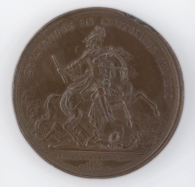 Brązowy medal upamiętniający śmierć Fryderyka, księcia Schomberga autorstwa Philipp Heinrich Müller