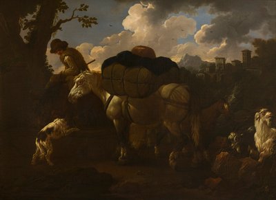 Scena chłopska, ok. 1677-1706 (olej na płótnie) autorstwa Philipp Peter called Rosa da Tivoli Roos