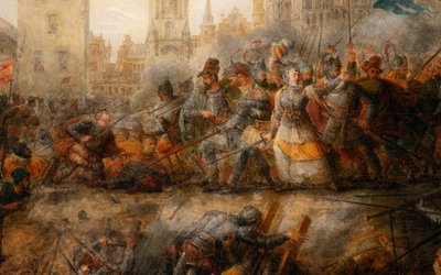 Obrona Tournai przez księżniczkę Epinoy, Philippe-Auguste Hennequin, Muzeum Sztuk Pięknych w Tournai autorstwa Philippe Auguste Hennequin