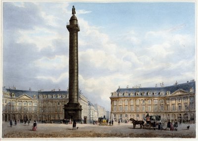 Kolumna de la Place Vendôme - w „Spacer po Paryżu i jego okolicach”, zaprojektowana przez Jacotteta i Benoista, ok. godz. 1840 autorstwa Philippe Benoist