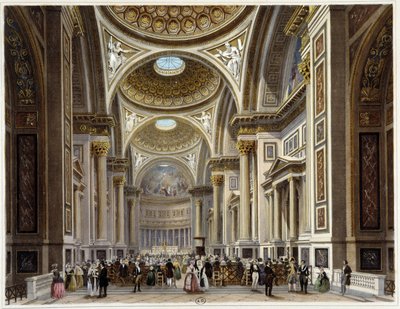 Wnętrze kościoła św. Magdaleny - w „”Promenade dans Paris et ses environs”, rys. Jacottet i Benoist, wyd. Gihaut Frères autorstwa Philippe Benoist