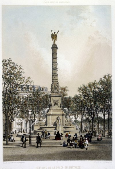 La fontaine du Chatelet - litografia Benoist autorstwa Philippe Benoist
