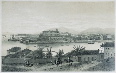 Dziewięć panoramicznych widoków Rio de Janeiro: Z wyspy Cobras, 1862 autorstwa Philippe Benoist