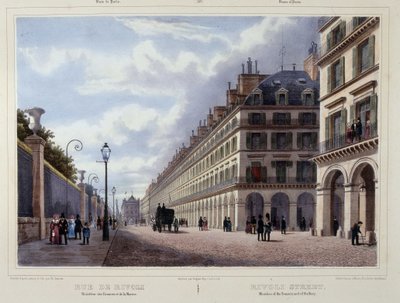 Rue de Rivoli - w „”Spacer po Paryżu i okolicach””, autorstwa Jacottet i Benoist, wyd. Gihaut autorstwa Philippe Benoist