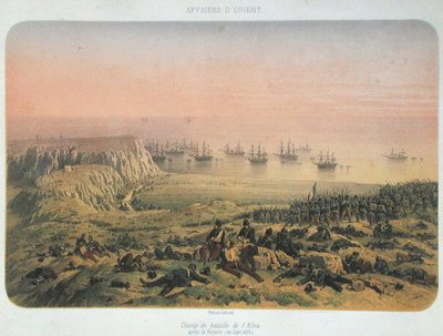 Pole bitwy w Almie po zwycięstwie, 20 września 1854 (kolor lito) autorstwa Philippe Benoist