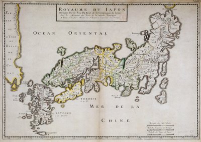 Mapa geograficzna Japonii wykonana przez księdza Philippe Briet, jezuitę i francuskiego uczonego (1601-1668). Paryż, Holandia autorstwa Philippe Briet