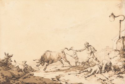 Um Bull Charging Polish autorstwa Philippe-Jacques de Loutherbourg