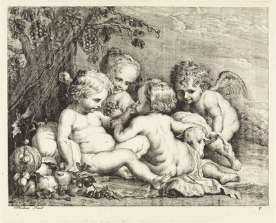 Chrystus, Jan Chrzciciel i dwa putti autorstwa Philippe Lambert Joseph Spruyt