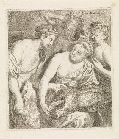 Meleager daje Atalanta . głowę kaledońskiego dzika autorstwa Philippe Lambert Joseph Spruyt