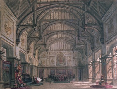 Scenografia do aktu III sztuki „Henryk VIII” Williama Szekspira, 1882 r. autorstwa Philippe Marie Chaperon