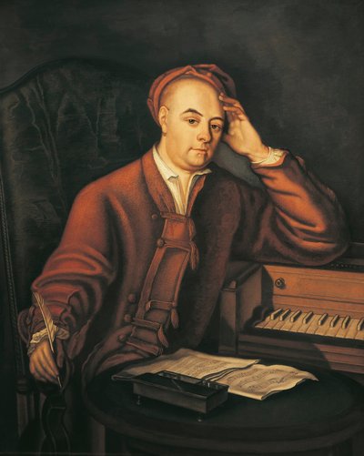 Niemcy, Saksonia-Anhalt, Halle, portret niemieckiego kompozytora Georga Friedricha Haendla (1685-1759) autorstwa Philippe Mercier