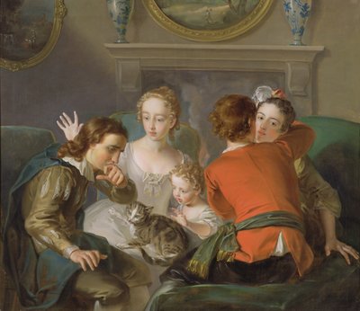 Zmysł dotyku, ok. 1744-47 (olej na płótnie) (patrz także 129301 i 129302) autorstwa Philippe Mercier