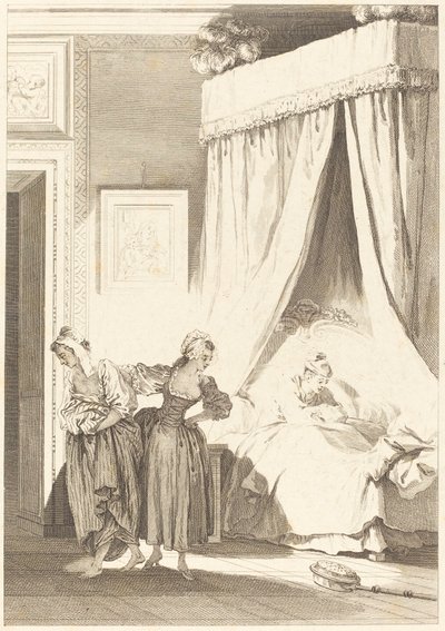 Zakład trzech plotek: Sługa autorstwa Philippe Triere and Antoine Jean Duclos after Jean Honoré Fragonard