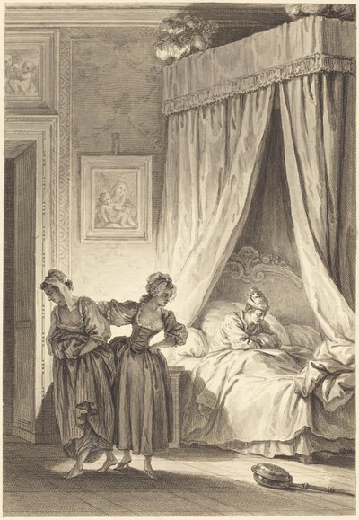 Zakład trzech plotek: Sługa autorstwa Philippe Triere and Antoine Jean Duclos after Jean Honoré Fragonard