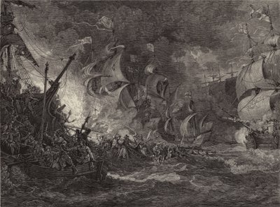 Klęska hiszpańskiej Armady (grafika) autorstwa Philippe de (after) Loutherbourg