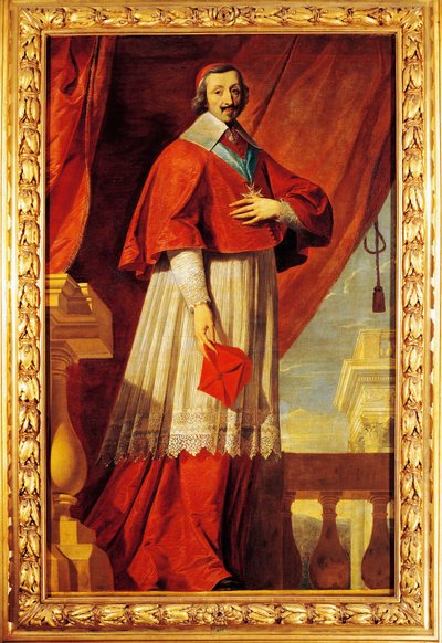 Francja, Fontaine Chaalis, Portret francuskiego męża stanu i duchownego, kardynała Richelieu (1585-1642) autorstwa Philippe de (school of) Champaigne