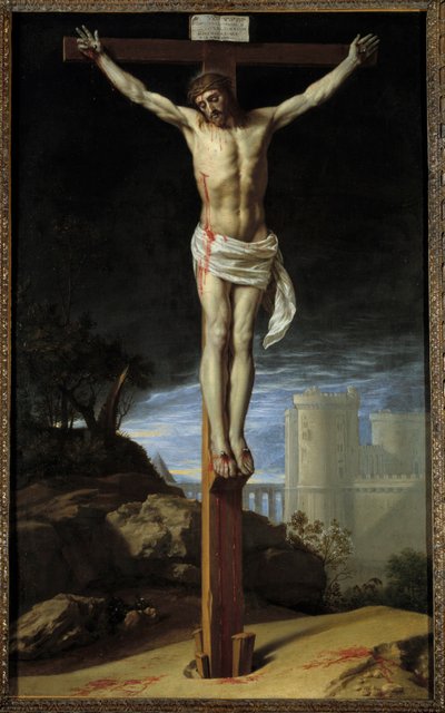 Chrystus na krzyżu Obraz Filipa z Champaigne (1602-1674) (ec.flam.) Kansas City z XVII wieku. Galeria Nelsona autorstwa Philippe de Champaigne