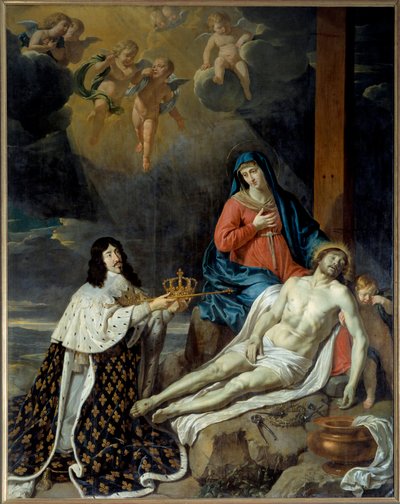 Ślub Ludwika XIII dla Dziewicy (ze zmarłym Chrystusem). Obraz Philippe De Champaigne (1602-1674) autorstwa Philippe de Champaigne
