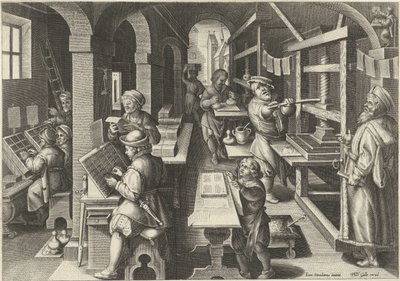 prasa drukarska Nowe wynalazki i odkrycia (tytuł serii) Nova Reperta (tytuł serii) autorstwa Philips Galle (attributed to workshop of)