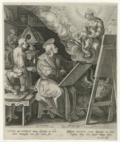 Święty Łukasz maluje Maryję z Dzieciątkiem autorstwa Philips Galle (attributed to workshop of)