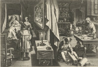 Lek na kiłę Nowe wynalazki i odkrycia (tytuł serii) Nova Reperta (tytuł serii) autorstwa Philips Galle (attributed to workshop of)