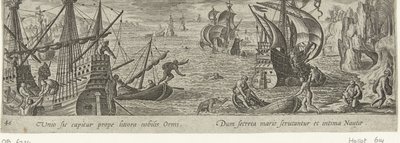 Oestervangst Jacht en visvangst (tytuł serii) Typy myśliwskie, wędkarskie i łowieckie (tytuł serii) autorstwa Philips Galle (attributed to workshop of)