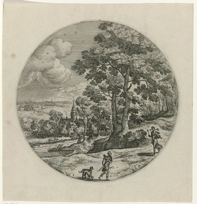 Procris schenkt Cephalus een magische pijl Cephalus en Procris (tytuł serii) autorstwa Philips Galle (attributed to workshop of)