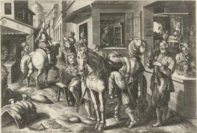 Strzemiona Nowe wynalazki i odkrycia (tytuł serii) Nova Reperta (tytuł serii) autorstwa Philips Galle (attributed to workshop of)